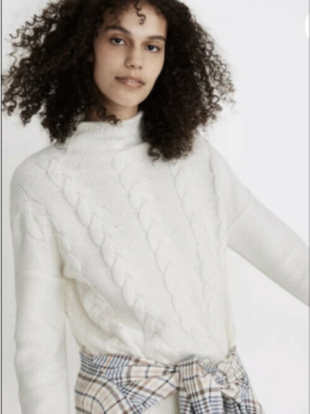 Madewell Wool Alpaca Grenville Cableknit Mockneck Sweater Size Medium